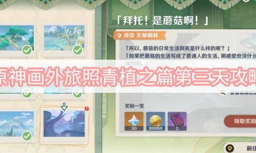 原神画外旅照青植之篇第三天攻略